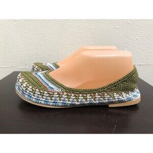 Poppy Summer women crochet flat Shoes -fabric upper-size US 8